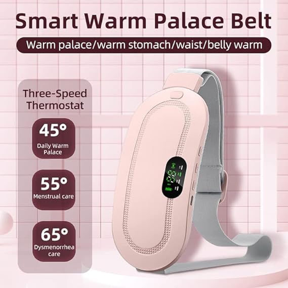 Smart Menstrual Heating Pad - Instant Period Cramp Relief Belt with Massage (Portable & Rechargeable)