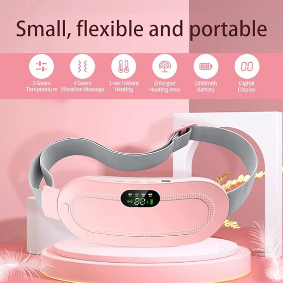 Smart Menstrual Heating Pad - Instant Period Cramp Relief Belt with Massage (Portable & Rechargeable)