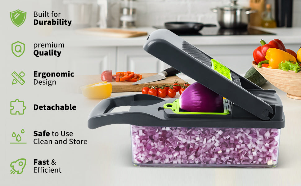 Multifunctional Vegetable Chopper & Slicer - Premium Food Cutter, Dicer & Onion Grater for Kitchen